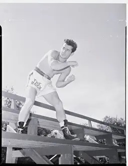 Displaying Prints: Rocky Graziano Showing Boxing Move