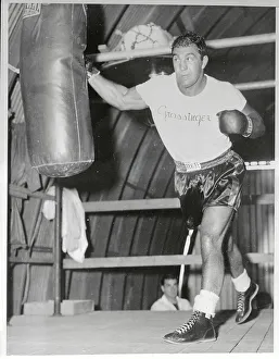 Modern Frame 14x12 (38x33cm) of Rocky Marciano Hitting a Punching Bag