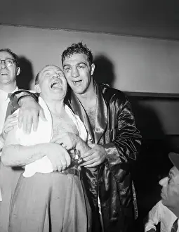 Rocky Marciano and Manager Laughing
