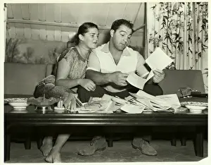 Rocky Marciano Reading Fan Mail with Wife