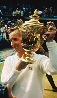 Wimbledon Prints: Rod Laver Smiling as He Holds Gold Cup