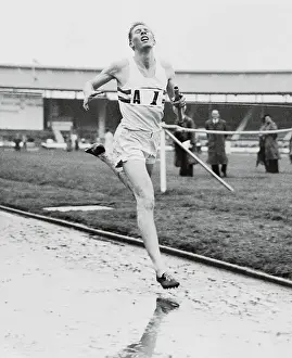 Bannister Prints: Roger Bannister Crossing Finish Line