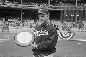Roger Maris Holding His Award