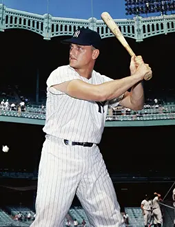 Roger Maris Holding Baseball Bat