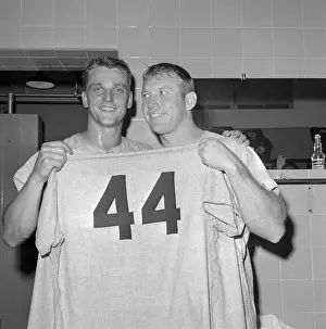 Sports Jersey Prints: Roger Maris and Mickey Mantle Holding Jersey