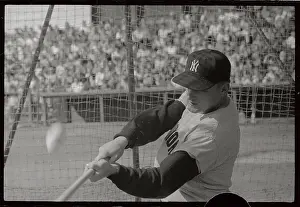 Roger Maris Practicing His Swing at Modesto Game
