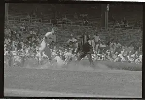 Roger Maris Sliding into Third Plate
