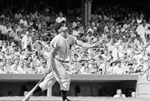 Roger Maris Watching Pop Fly Ball During Game