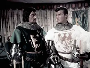 Roger Moore and Anthony Dawson in Scene from Ivanhoe