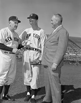 Rogers Hornsby with Casey Stengel and Gil McDougal