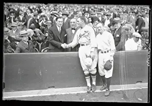James J Prints: Rogers Hornsby and Jim Walker Shaking Hands