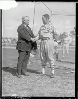 John J Prints: Rogers Hornsby and John McGraw Shaking Hands