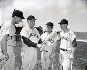 Displaying Prints: Rogers Hornsby Showing Players A Bat Grip