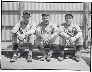 Rogers Hornsby Sitting with Pitcher and Second Baseman of The Browns