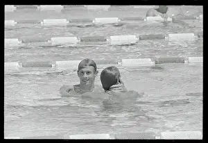 Santa Clara Prints: Roland Matthes Being Embraced by Opponent in Pool
