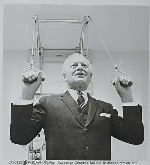 Roland Michener Trying Physical Therapy Equipment