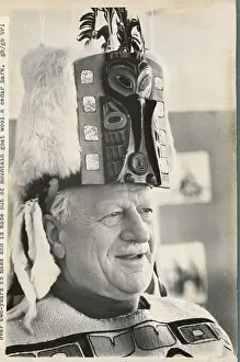 Whitehorse Prints: Roland Michener Wearing Tlingit Headdress and Robe