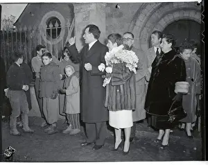 Roland Petit and Bride Leaving Church After Their Marriage