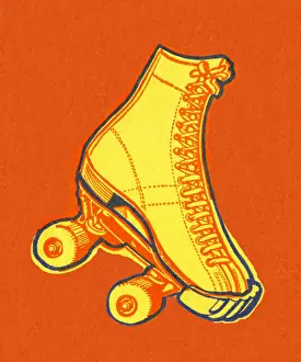 Red Background Prints: Roller Skate