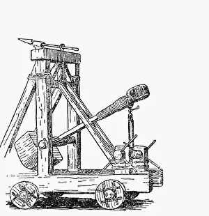 Spear Prints: Roman Catapult; Woodcut