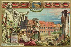 3 People Prints: Roman, the Colosseum, Italy, digitally restored reproduction of a public domain collective picture from ca 1900
