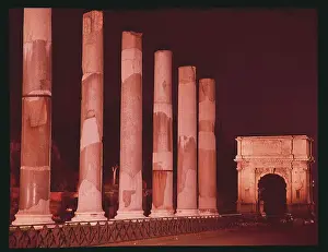 Disrepair Prints: Roman Forum Columns with Arch in Background