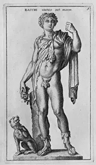 Eighteenth Century Prints: The Roman god Bacchus, marble statue from ancient Rome