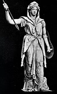 Greek Mythology Decor Prints Gallery: Roman Goddess Juno Statue with goat fur and spear