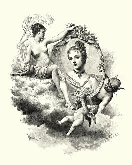 Images Dated 7th March 2017: Roman gods Mercury, Venus, Cupid surrounding a young woman