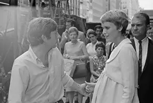 Roman Polanski Holding Hand of Mia Farrow