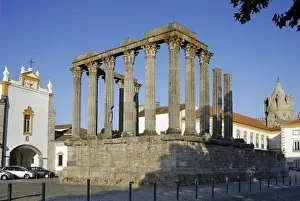 Neglected Prints: Roman Temple of Diana in Evora, UNESCO World Heritage Site, Alentejo, Portugal, Europe