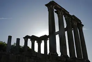 Ruined Prints: Roman Temple of Diana in Evora, UNESCO World Heritage Site, Alentejo, Portugal, Europe
