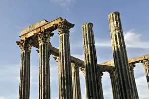 Neglected Prints: Roman Temple of Diana in Evora, UNESCO World Heritage Site, Alentejo, Portugal, Europe