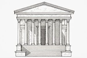 Images Dated 7th February 2007: Roman temple showing columns, triangular pediment and steps