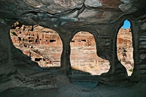 Roman theatre seen from a grave, Petra, Jordan