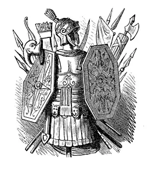 Prints of Illustration of a Roman warrior suit Greek Mythology Decor Prints: Roman warrior suit