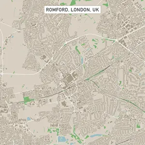 Street Map Prints: Romford London UK City Street Map
