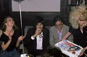 Huty30309 Prints: Ron And Jo Wood Attend Mick Jagger's 42nd Birthday Party