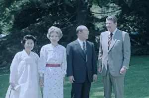 Press Conf Prints: Ronald and Nancy Reagan with Chun Doo Hwan and Wife