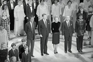 Ronald and Nancy Reagan Singing with Performers