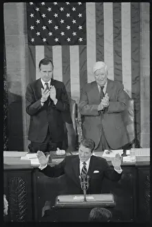 Tip Oneill Prints: Ronald Reagan Accepting Applause