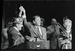 Ronald Reagan with Arm Raised