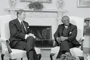 Ronald Reagan with Bishop Desmond Tutu