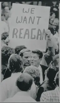 1980 Us Presidential Election Prints: Ronald Reagan Under Campaign Sign