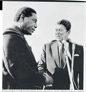 Columbus Prints: Ronald Reagan and Charles Evers Shaking Hands