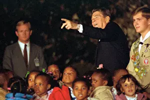 Ronald Reagan and Crowd of Children