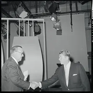 Ronald Reagan and Edmund Brown Shaking Hands