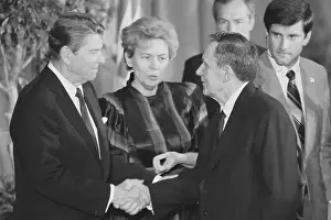 Ronald Reagan and Jeane Kirkpatrick meet Andrei Gromyko