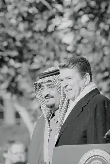 Ronald Reagan and King Fahd at Podium