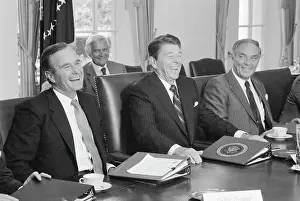 Ronald Reagan Laughing During Cabinet Session